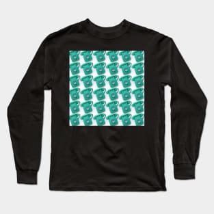 Jade green vintage telephone pattern Long Sleeve T-Shirt